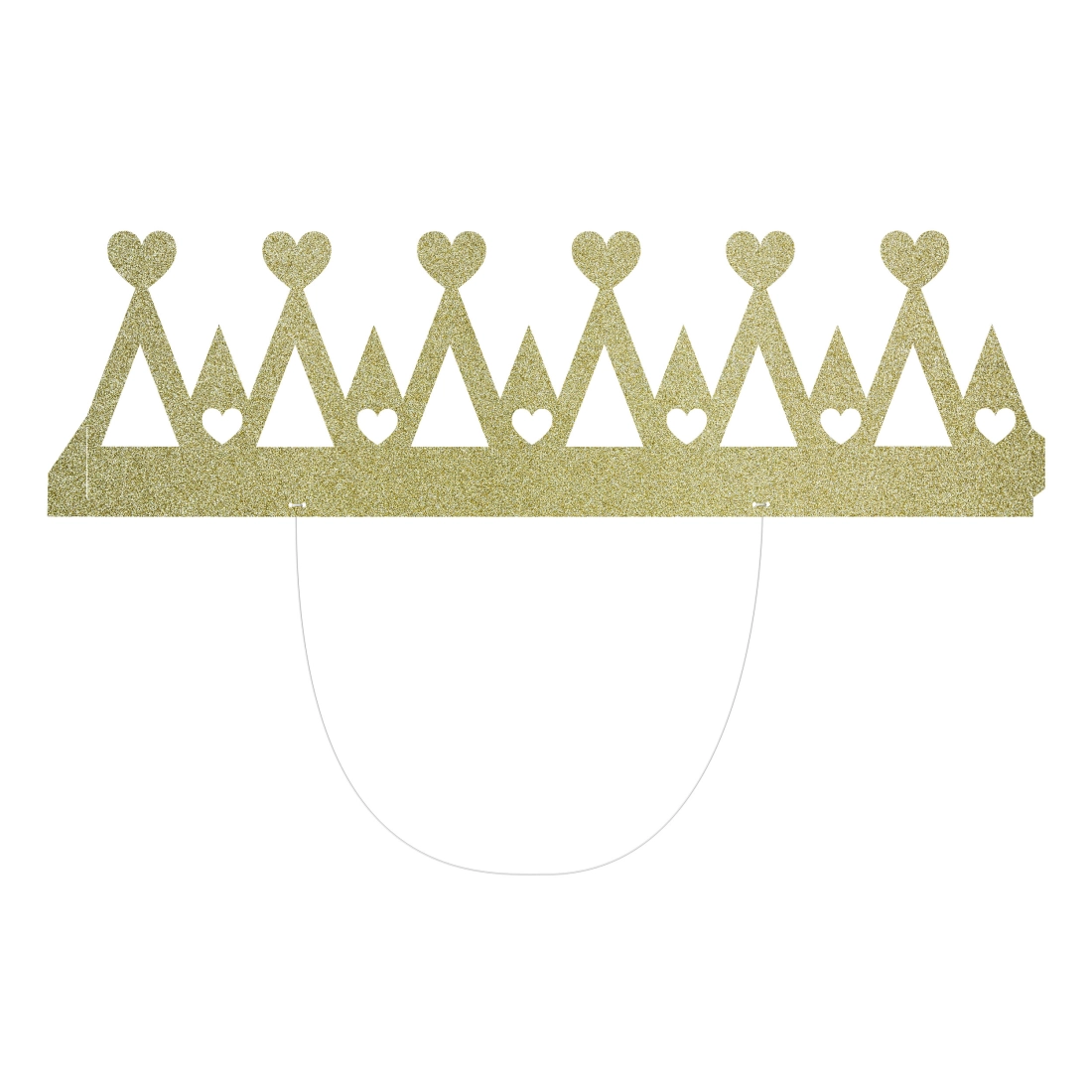 Zlata bleščeča papirnata krona Sweet Love s srčki, 10 cm