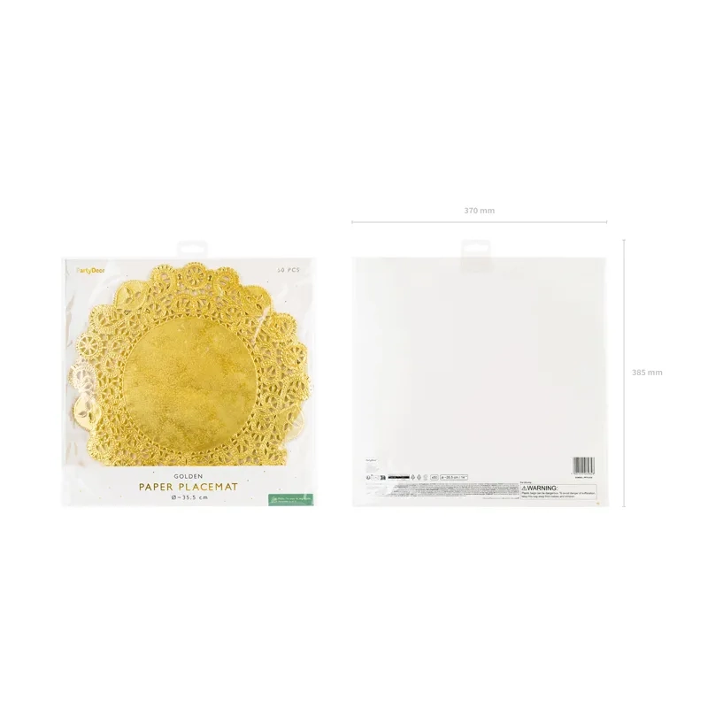 Zlati papirnati podstavki za torte 35,5 cm – 50 kosov, okrogli čipkasti