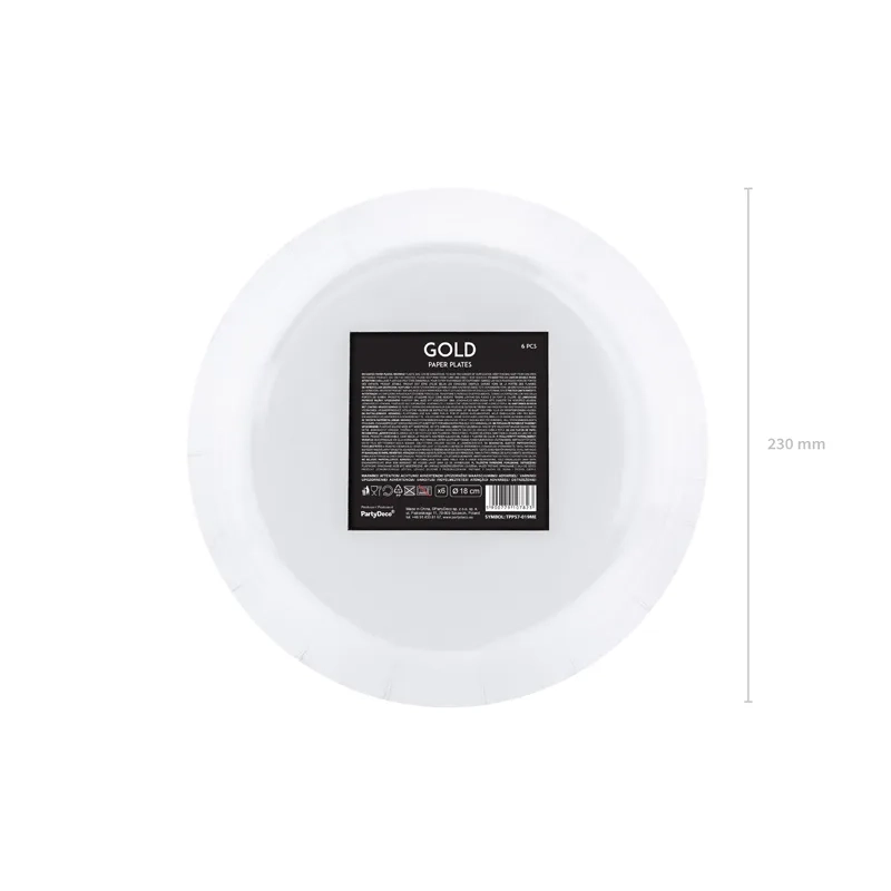 Zlati papirnati krožniki 23 cm – komplet 6 kos
