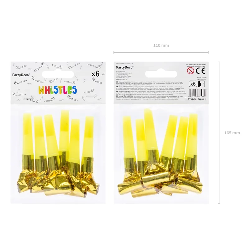 Zlate zabavne trobente za zabavo – 6 kosov v pakiranju