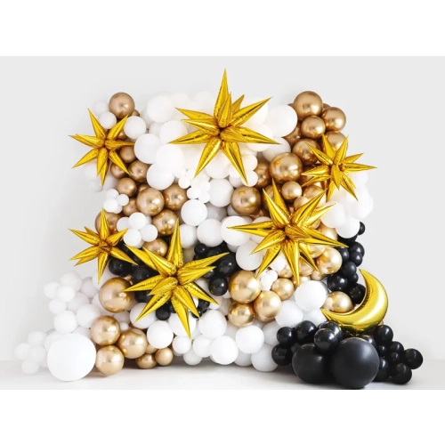 Zlati 3D folijski balon zvezda 95 cm – bleščeč okras za zabave