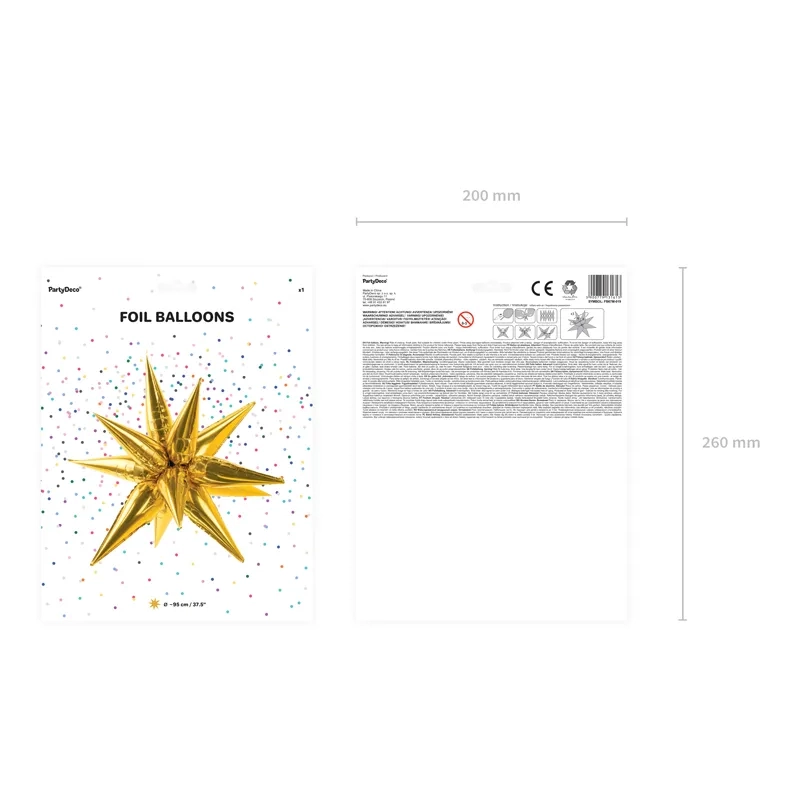 Zlati 3D folijski balon zvezda 95 cm – bleščeč okras za zabave