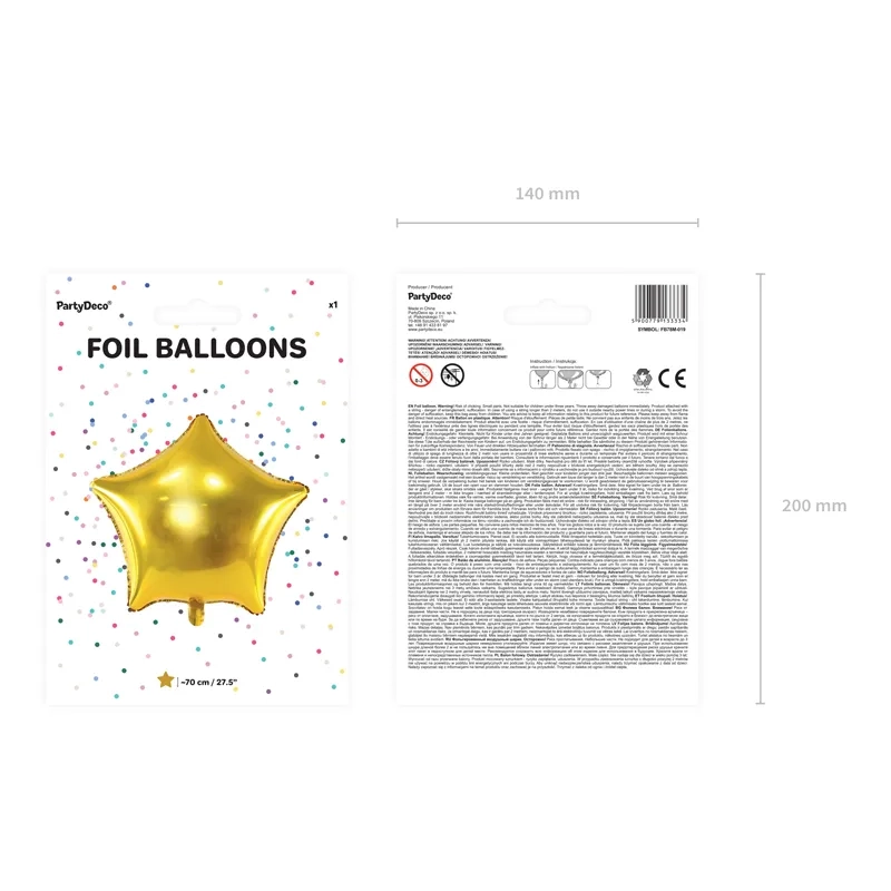 Zlat balon iz folije v obliki zvezde 70 cm – kovinski balon za zabave