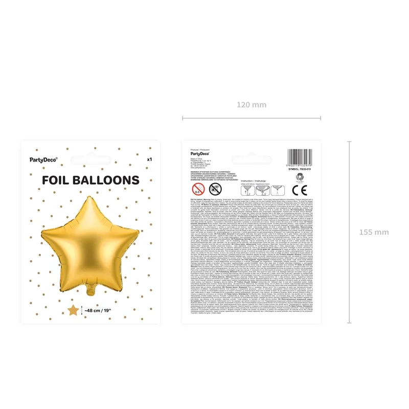 Zlat balon iz folije v obliki zvezde 48 cm – saten balon za zabave