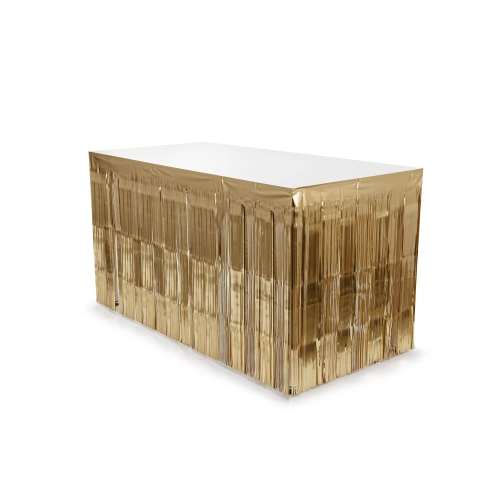 Zlatý saténový strapcový lem na stôl 300x80 cm