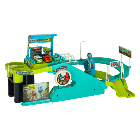 Autodráha parkovací garáž dinosaurus 4 auta