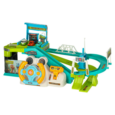 Autodráha parkovací garáž dinosaurus 4 auta