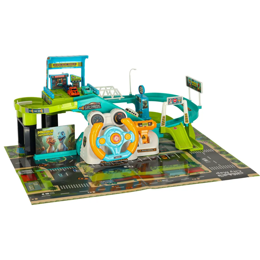 Autodráha parkovacia garáž dinosaurus 4 autá