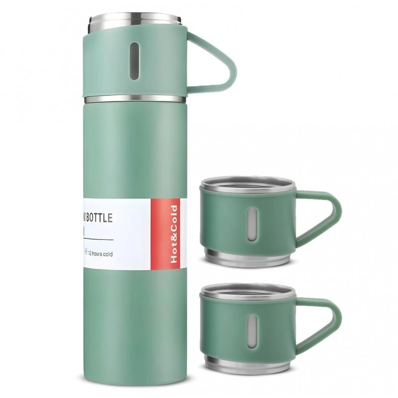 Darčeková sada termoska s 3 hrnčekmi, 500 ml - mätová