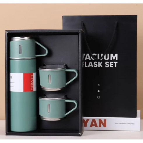 Darčeková sada termoska s 3 hrnčekmi, 500 ml - mätová