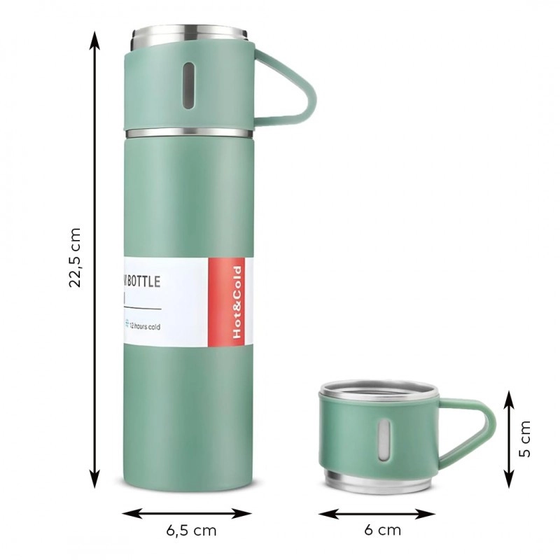 Darčeková sada termoska s 3 hrnčekmi, 500 ml - mätová