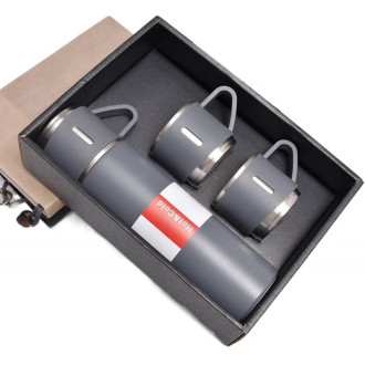 Darčeková sada termosky s 3 hrnčekmi, 500 ml - šedá