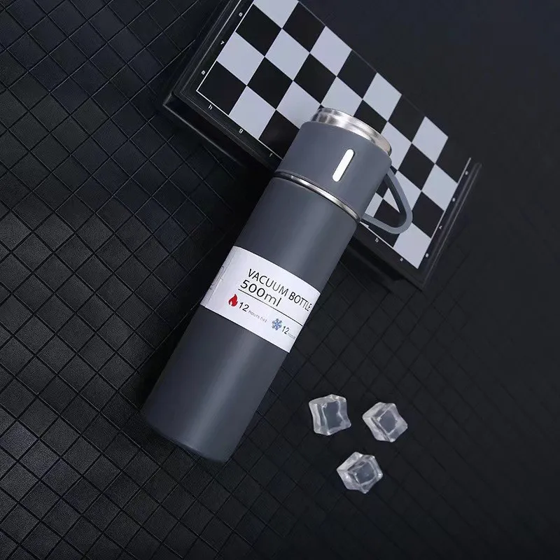 Darčeková sada termosky s 3 hrnčekmi, 500 ml - šedá