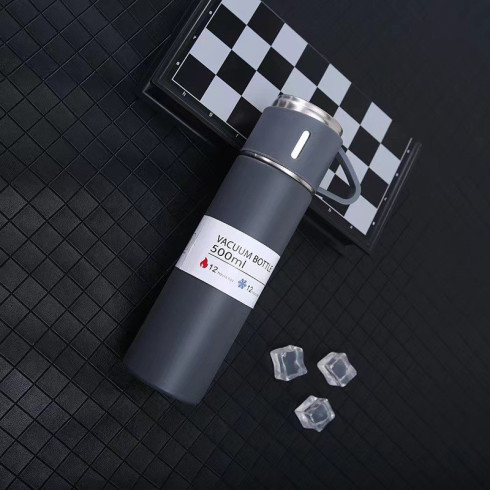 Darčeková sada termosky s 3 hrnčekmi, 500 ml - šedá