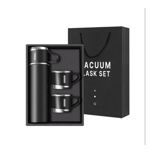 Darčeková sada termosky s 3 hrnčekmi, 500 ml - čierna