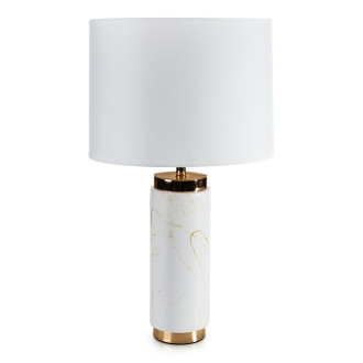 Dekoratívna keramická lampa Melani zdobená mramorovým vzorom - biela