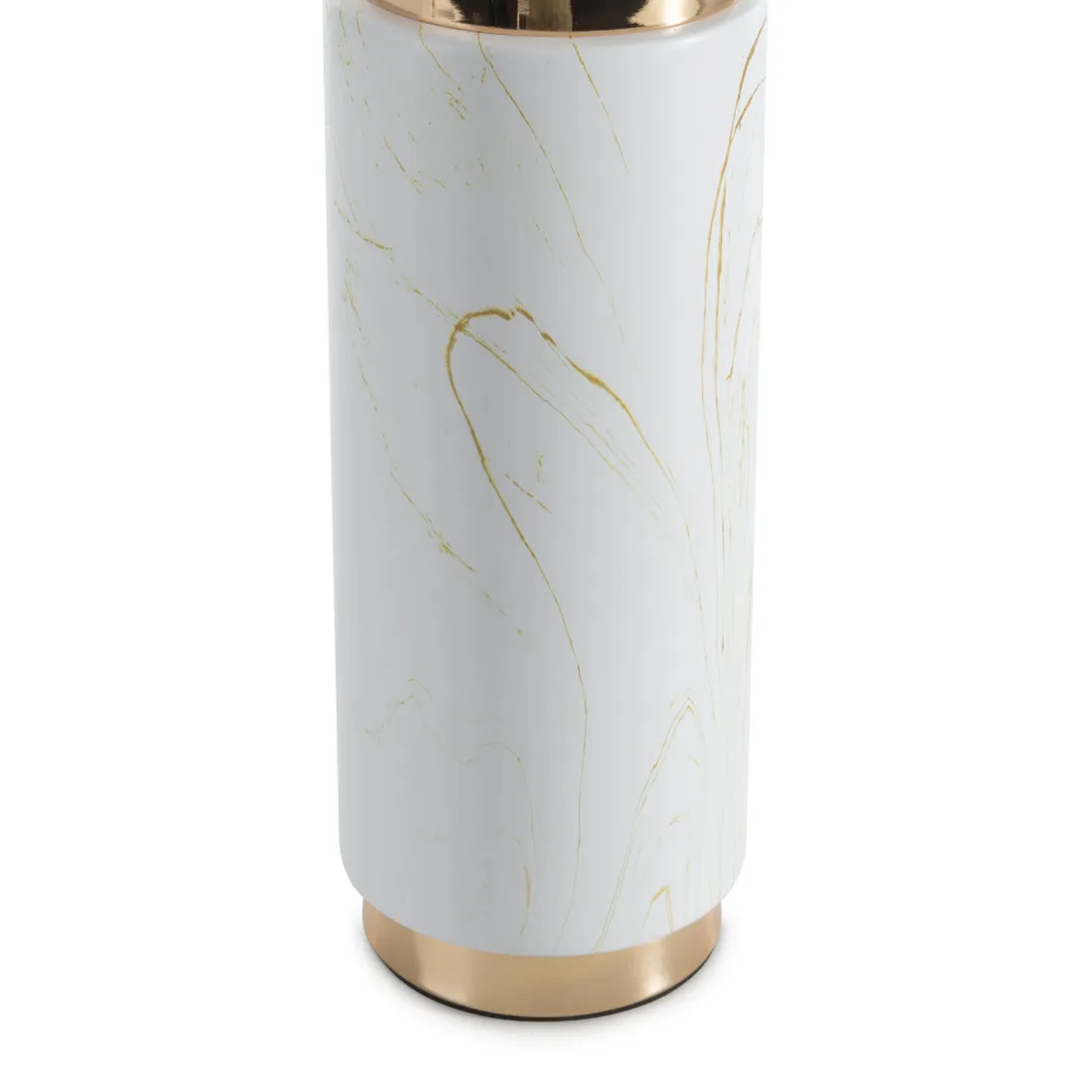 Dekoratívna keramická lampa Melani zdobená mramorovým vzorom - biela