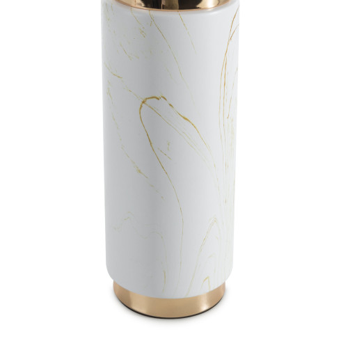 Dekoratívna keramická lampa Melani zdobená mramorovým vzorom - biela