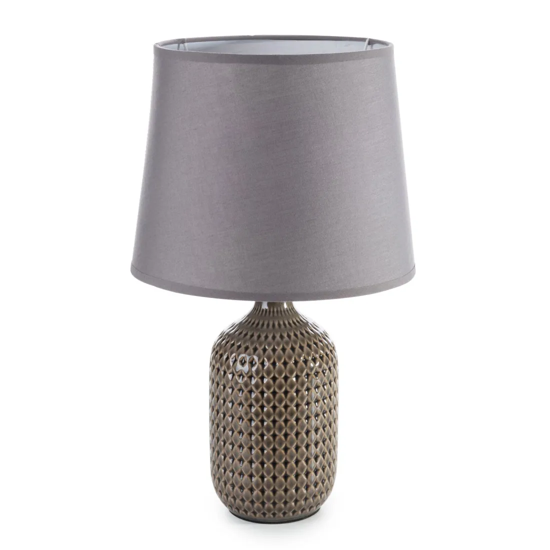Dekoratívna keramická lampa Tali zdobená reliéfnym vzorom - šedá
