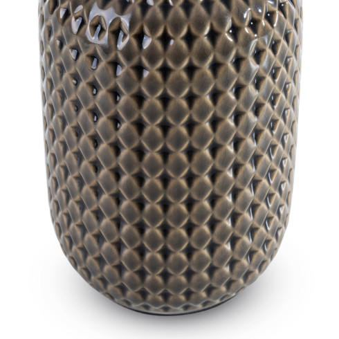 Dekoratívna keramická lampa Tali zdobená reliéfnym vzorom - šedá