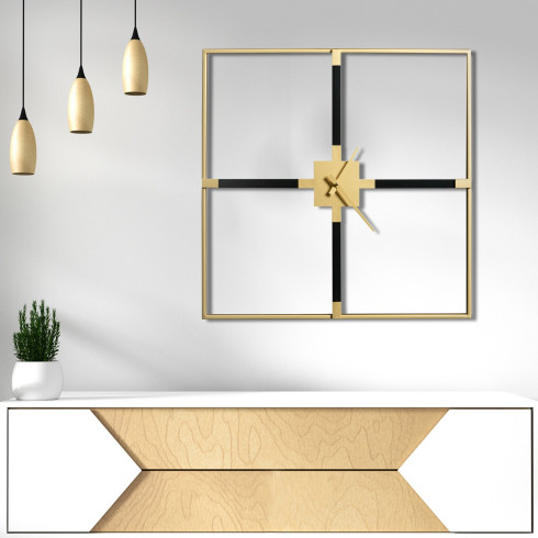 Dekoratívne nástenné hodiny z kovu v modernom štýle, hranaté