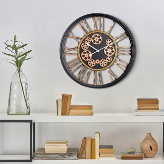 Dekoratívne vintage nástenné hodiny s pohyblivými prevodmi 54 cm
