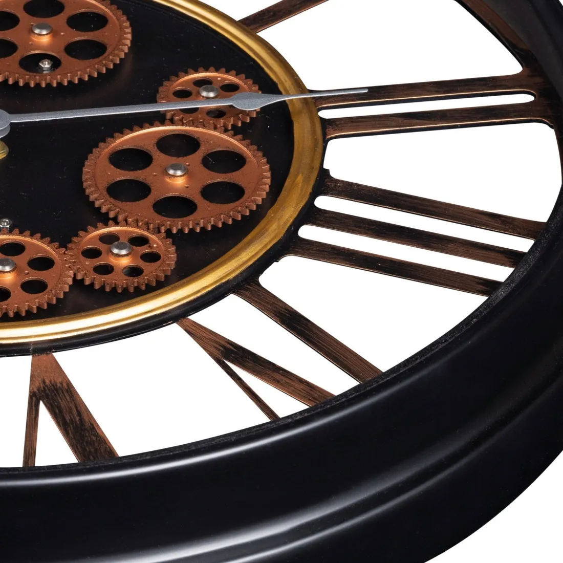 Dekoratívne vintage nástenné hodiny s pohyblivými prevodmi 54 cm