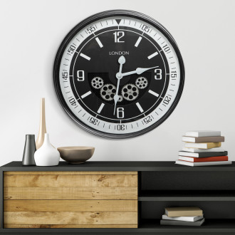 Dekoratívne vintage nástenné hodiny s pohyblivými prevodmi 59 cm