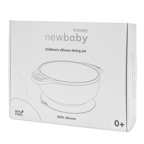 Detská silikónová jedálenská súprava New baby - olivová