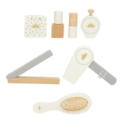 Dětský dřevěný toaletní stolek s doplňky - bílý