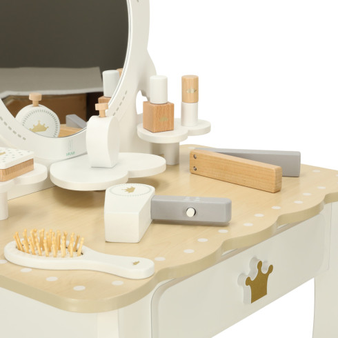 Dětský dřevěný toaletní stolek s doplňky - bílý