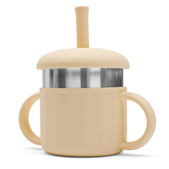 Detský silikónový hrnček 2v1 New baby - béžový
