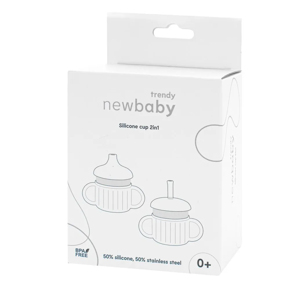 Dětský silikonový hrníček 2v1 New Baby - béžový