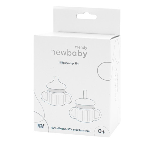 Detský silikónový hrnček 2v1 New baby - béžový