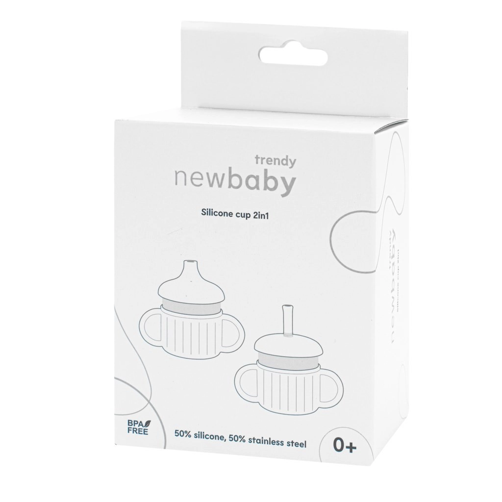 Detský silikónový hrnček 2v1 New baby - olivový