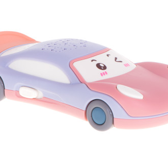Detský telefón s projektorom, hryzátko 2v1 - autíčko ružové
