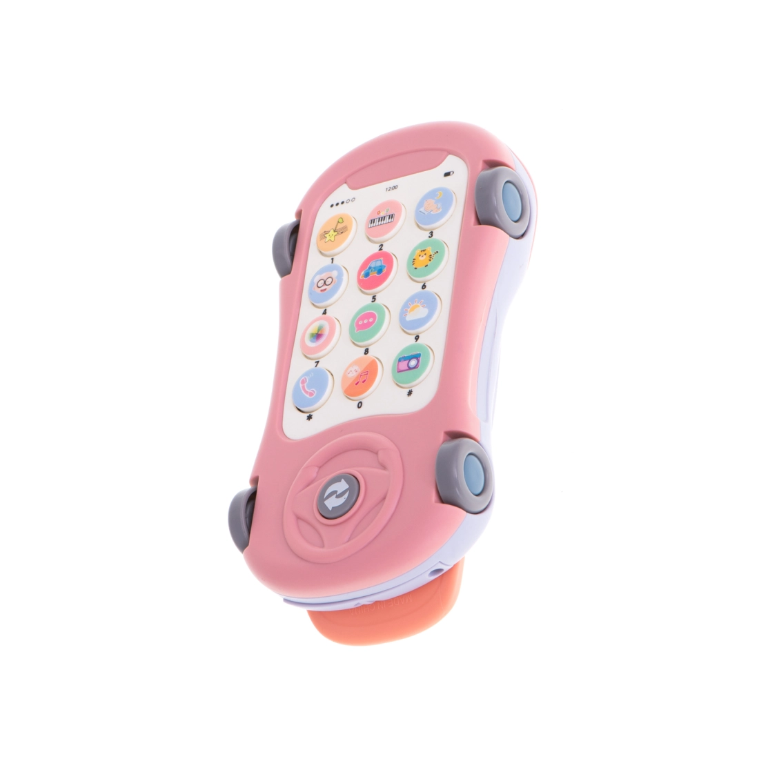 Dětský telefon s projektorem, kousátko 2v1 - autíčko růžové