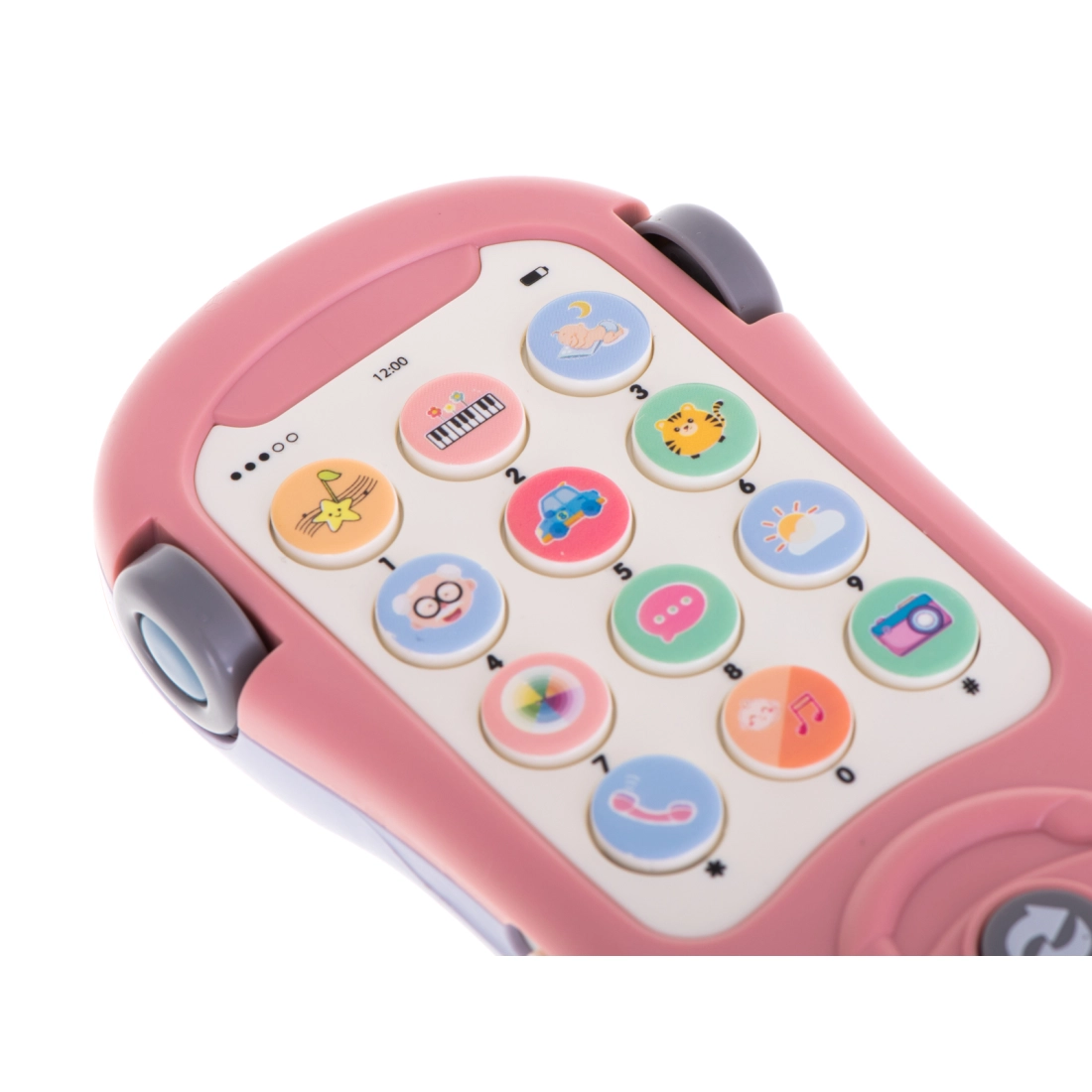 Dětský telefon s projektorem, kousátko 2v1 - autíčko růžové