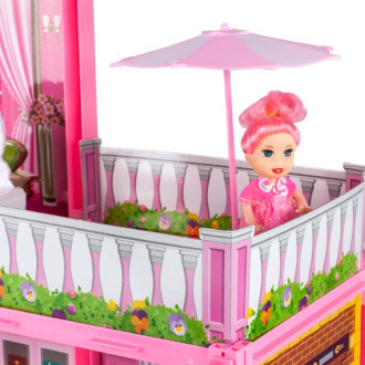 Domček pre bábiky s bábikou - ružový