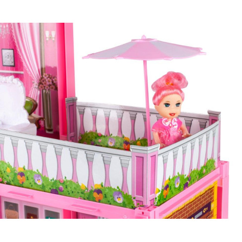 Domček pre bábiky s bábikou - ružový
