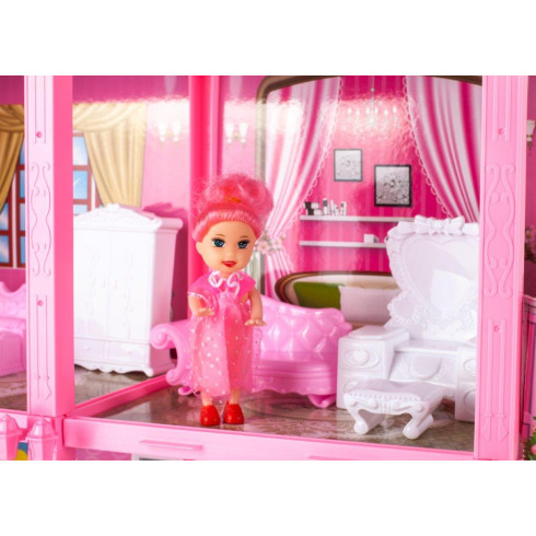 Domček pre bábiky s bábikou - ružový