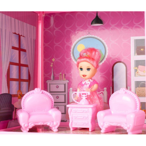 Domček pre bábiky s bábikou - ružový