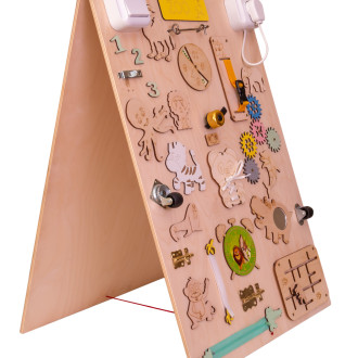 Drevená obojstranná manipulačná tabuľa Zvieratká zoo