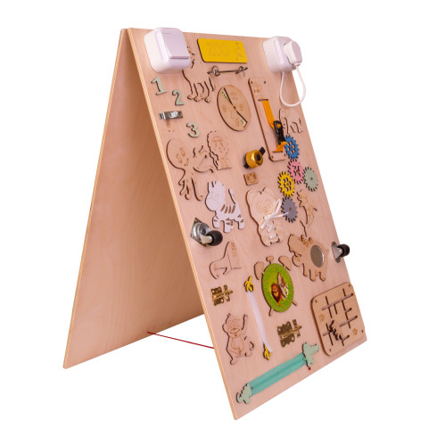 Drevená obojstranná manipulačná tabuľa Zvieratká zoo