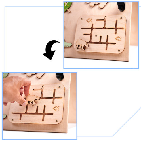Drevená obojstranná manipulačná tabuľa Zvieratká zoo