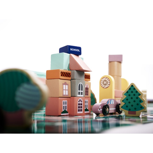 Drevená stavebnica s podložkou pretekárska dráha 160 ks