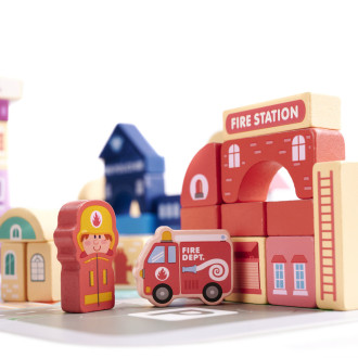 Drevené kocky - stavebnica mesto - 100 dielov