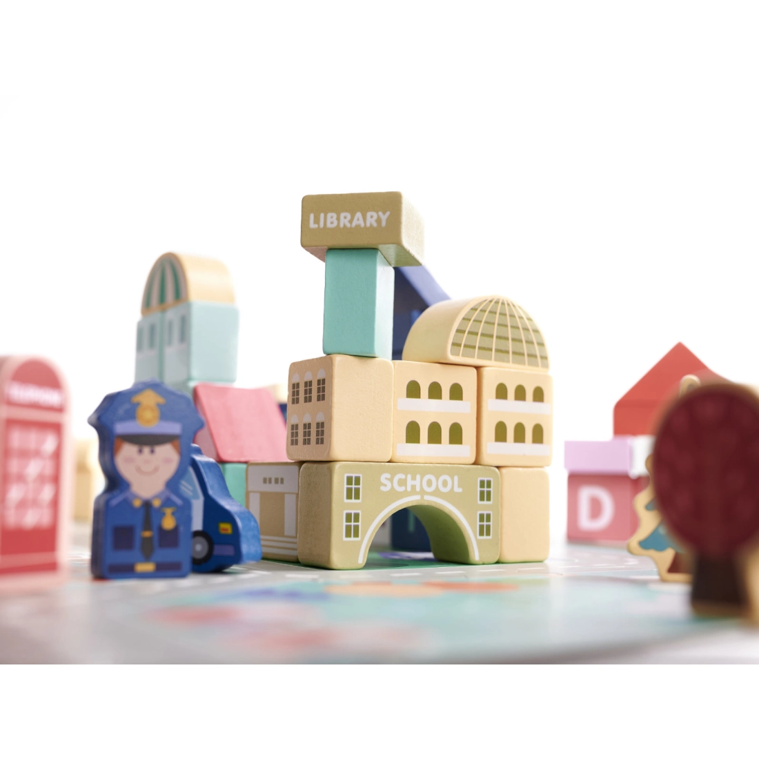 Drevené kocky - stavebnica mesto - 100 dielov