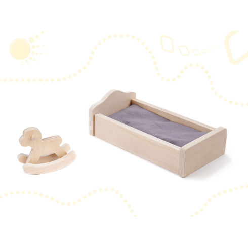 Dřevěný domeček pro panenky + nábytek 70cm - šedý