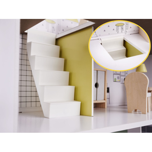 Dřevěný domeček pro panenky + nábytek 70cm - šedý